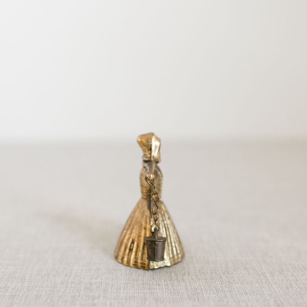 Vintage Brass Bell Water Carrier Figurines Pair Collectible - Picture 6 of 11